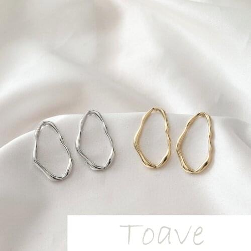 14K gold-clad copper-plated gold-plated color-protected irregular shaped silver pin earrings handmade material accessories