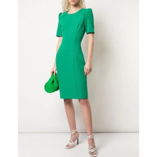 Eye-Catching Summer Dress 2020 New O neck Pretty Puff Sleeve Women Dress Back Splitted Slim Charm Pencil Dresses Female Vestidos