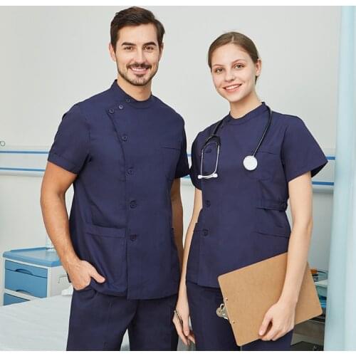 Clearance Scrubs Nursing Uniforms For Women Men Set Top and Pant White Navy Blue Poplin Thin Fabric Petite Tall OR Workwear