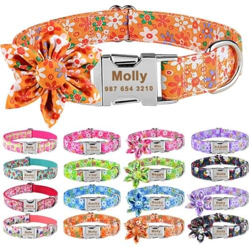 Adjustable Nylon Plaid Unisex Dogs Collar Custom Free Engraved Name Personalized Dog Collar Puppy Small Large Tag Dog Collars