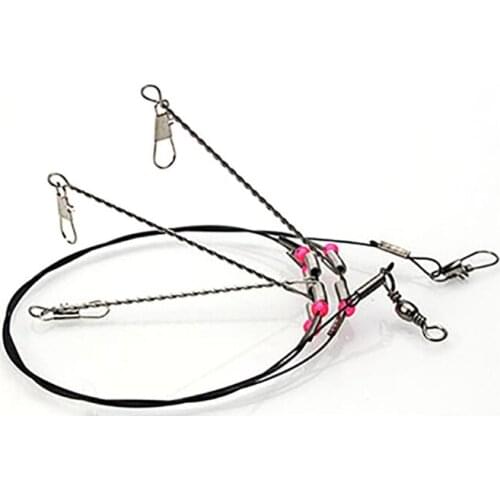 New Fishing Ocean Fishing Rigs 93cm Steel Wire Leader Rope Anti-winding Rotatable Line Swivel String Hooks Balanced Bracket