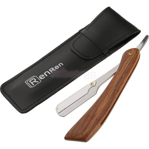 Folding Stainless Steel Wooden Handle Barber Shaving Straight Razor +Case barber shops & hair salons use