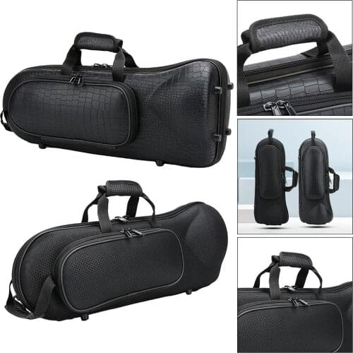 Trumpet Storage Bag w/ Strap Oxford Fabric Hard Carrying Case Brass Wind Black Musical Accessories for Brass Instrument