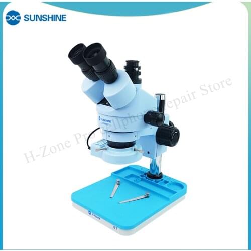 SUNSHINE SZM45T-B1 Trinocular HD Stereo Microscope 7X-45X With LED Lamp for Mobile Phone Repair Microscope