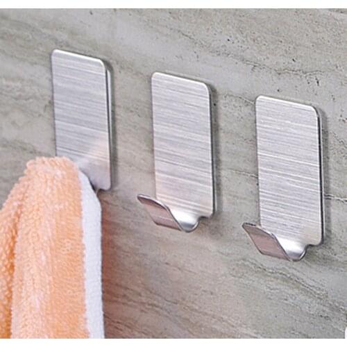 Super Duty Home Hook Holds 4kg 3M Self Adhesive Hook For Towel Robe Decorative Hooks Brushed Stainless Steel 8pcs Hot Sale