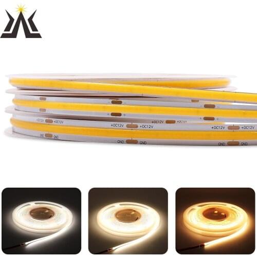 5mm 8mm 10mm Width COB LED Strip 3000K 4000K 6000K 12V 24V Flexible LED Tape COB Bar Light CRI 90 for House Lighting Night Lamp