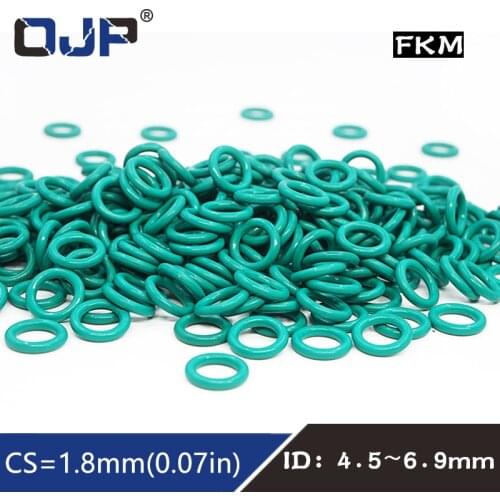 10PCS/lot Fluorine rubber Green FKM O ring Seal 1.8mm Thickness ID4.5/4.87/5/5.15/5.3/5.6/6/6.3/6.7/6.9mm Seal Oil Gasket Washer