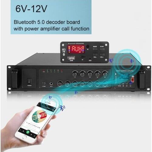 12v*50W Amplifier MP3 Decoder Board Color Screen Bluetooth V5.0 Car MP3 Player USB Recording Module FM AUX Radio For Speaker