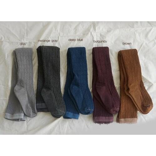 Vintage Baby Autumn Winter Tights Hot Baby Toddler Kid Girl Ribbed Stockings Cotton Warm Pantyhose Solid Candy Color Tights 0-8Y