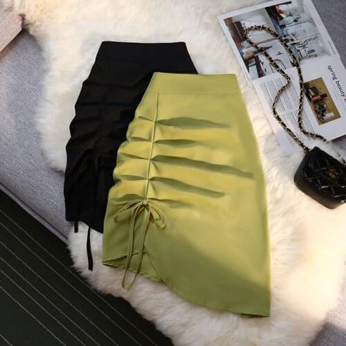 Irregular Black Mini Korean Fashion Style Autumn Summer Skirts For Vintage Kawaii WomenS 2021 Clothes High-Waisted Skirt