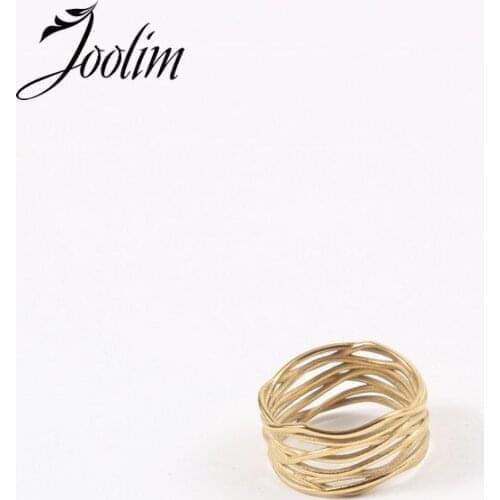 Joolim High End Gold Finish Irregular Rings for Women Design Jewelry Stainless Steel Jewelry