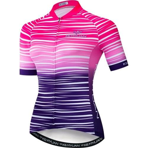KEYIYUAN Women Cycling Jersey Short Sleeves Summer Breathable MTB Bike Shirt Female Cycle Clothig Tops Wielerkleding Dames