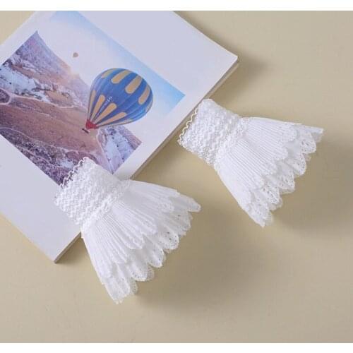 1 Pair Korean Women Girls Fake Flared Sleeves Floral Layered Lace False Cuffs Sweater Blouse Apparel Wrist Warmers