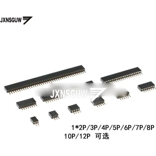10PCS 1.27mm spacing Single row female straight Insert female seat 1*2P 1*3P 1*4P 1*5P 1*6P 1*7P 1*8P 1*10P 1*12P