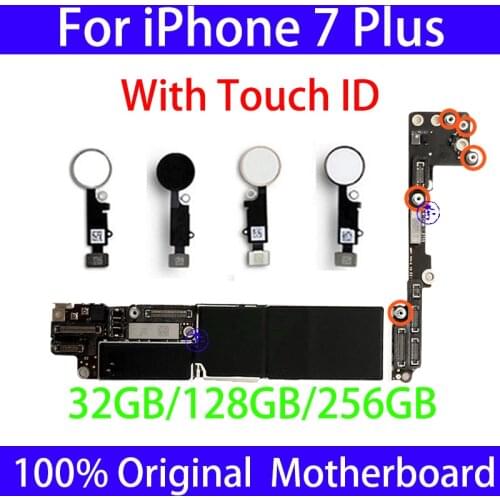 100%Original Factory Unlocked for Iphone 7 Plus Motherboard with /Without Touch ID,Clean ICloud for Iphone 7Plus Mainboard Plate