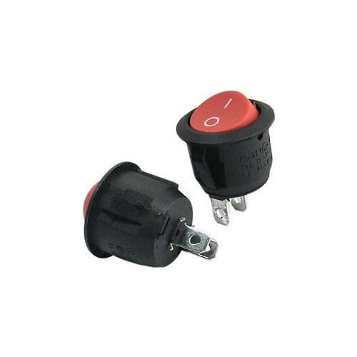 Free shipping !2Pcs SPST Red Button Snap In Round Rocker Switch AC250V 6A AC125V 10A