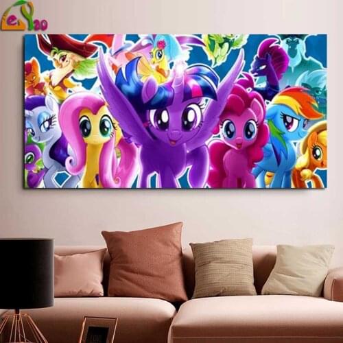 5d diy square round drill Cartoon Little Pony unicorn Mosaic diamond painting full diamond Embroidery Pattern Rhinestones
