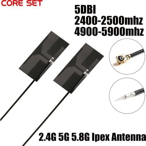5Pcs 2400-2500MHZ 4900-5900MHZ Dual Band Antenna GSM 2.4G 5G 5.8G FPC IPX Antenna Wifi Built-in IPEX Antenna