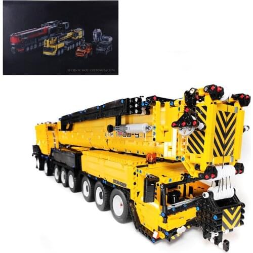 7668Pcs DIY Moc Small Particles 1:20 2.4G RC Mobile All-terrain Crane LTM1750-9.1 Building Blocks Construction Vehicle Kit