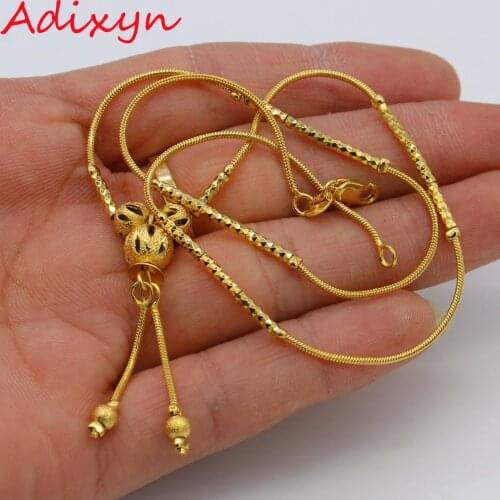 Adixyn Gold Bead Chain For Mens Womens Jewelry Gold Color Rosary Necklace African/Ethiopian/Nigeria Items N012011