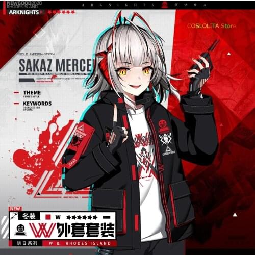 Anime Game Arknights W Casual Hooded Coat Cosplay Men Women Autumn Winter Harajuku Long Sleeve T-Shirt Fashion Loose Jacket Tops