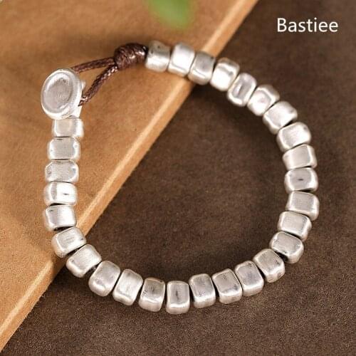 Bastiee 990 Sterling Silver Bracelet For Women Silver s990 Jewelry Bracelets Hmong Jewelry Luxury Hand rope Beads Jewellery