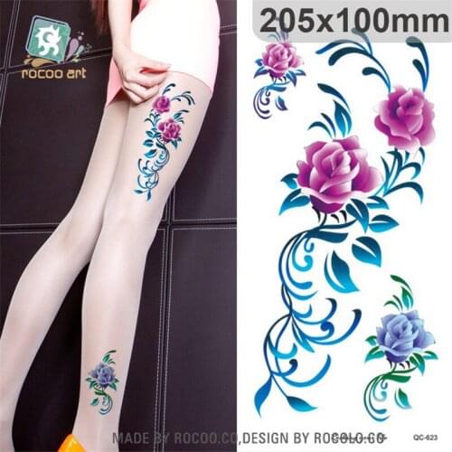 Body Art Waterproof temporary tattoo sticker for women sexy Beautiful 3d rose bracelet large arm leg tatoo QC2623