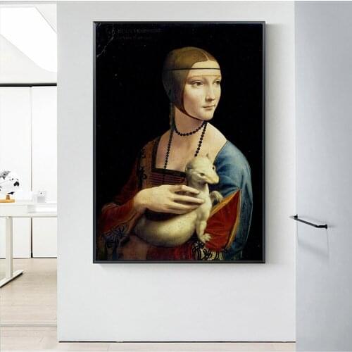 The Lady With An Ermine Canvas Paintings On The Wall By Leonardo Da Vinci Famous Wall Art Posters And Prints Cuadros Wall Decor