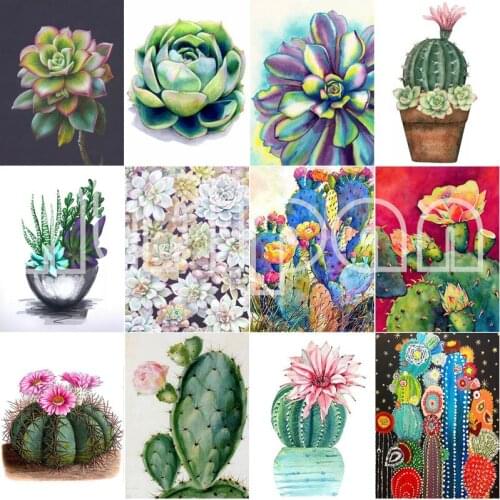 DIY Diamond Rhinestone Painting Kits For Adults Plant Full Drill Embroidery Cactus Mosaic Cross Stitch Handmade Home Decoration