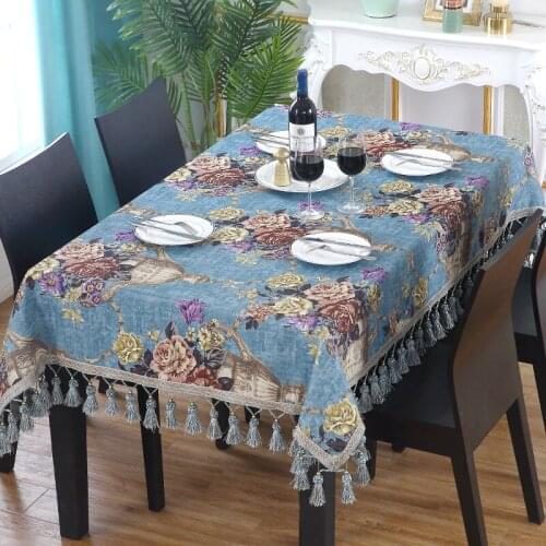 European Tassel Tablecloth Rectangular Table Cloth For Party Wedding Hotel Table Covers Embroidered Dining Table Cover Decor