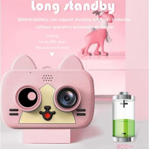 TISHRIC 1200W WIFI Childrens Camera Mini Cute cat Digital Kids Camera For child Baby Photo selfie 1080P with Flash Memory Card