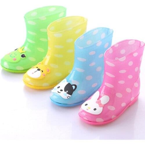 Kikids Rainboots Baby Boots Waterproof Rain Boots Children PVC Rubber Colorful Cute Cartoon Kids Shoes Breathable Water Kid Shoe