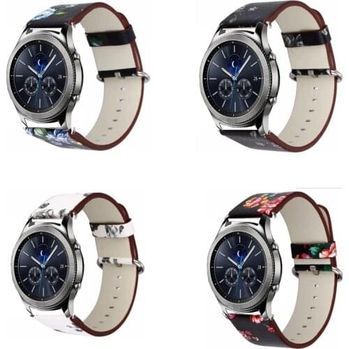 Leather Strap for samsung Galaxy watch 46 gear 2 s3 bracelet Zenwatch amazfit 2s/1 pace Huawei watch GT 2 pro Flower band