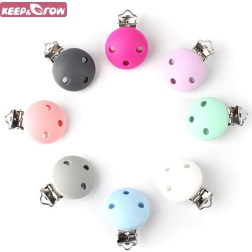 Keep&Grow 1Pc Round Silicone Pacifier Clips BPA Free Food Grade Silicone For Baby Pacifier Chain Making DIY Nipple Chain Holder