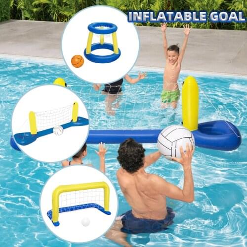 Summer Inflatable Pool Volleyball Set Large Pool Basketball Hoops Handball Goal Toss Games Water Sport Parent-child Outdoor Toys