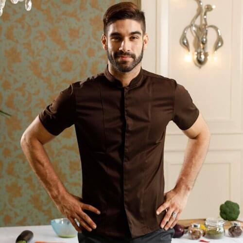 Summer Short Sleeved Bakery Restaurant chef Uniform washable and breathable classic stand collar cafe uniform