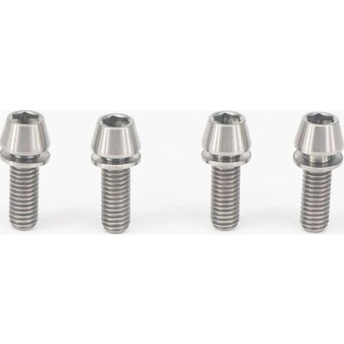 LOT 4 M6 x 18mm Original Color TC4 GR5 Titanium Alloy Allen Hex Screw Taper Cone Head Bolts With Washer For Bicycle