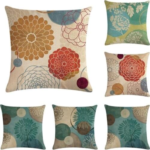 Cute Cartoon Pattern Plant Pillowcase Blue Flower Pillow Case Married Couples Kitten Cushions Cover Outdoor Chair Cushion45x45cm