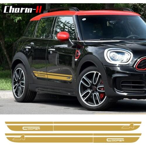 2 Pieces Side Stripes Door Skirt Sill Decal Stickers for Mini Second Generation Countryman F60 2017-Present Cooper All4 Graphics