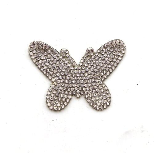 3Pcs Butterfuly Hot fix Rhinestone Iron on Crystal Patch Badage Children Women Clothes Wedding Dress Hats Accessories Applique
