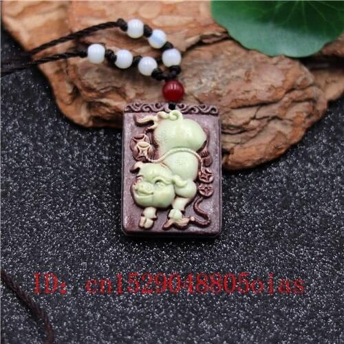 Natural Two Color Chinese Jade Pig Pendant Necklace Charm Jewellery Carved Amulet Fashion Accessories Gifts for Women Men