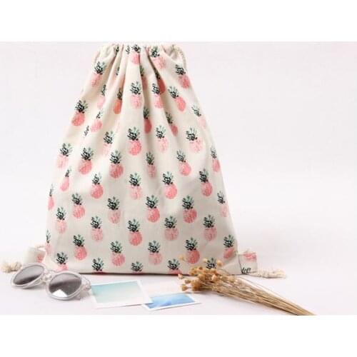 Brand new Pineapple Printing Women Drawstring Bag Fashion Canvas Bag For Girls Softback Travel Storage 2021 Gift
