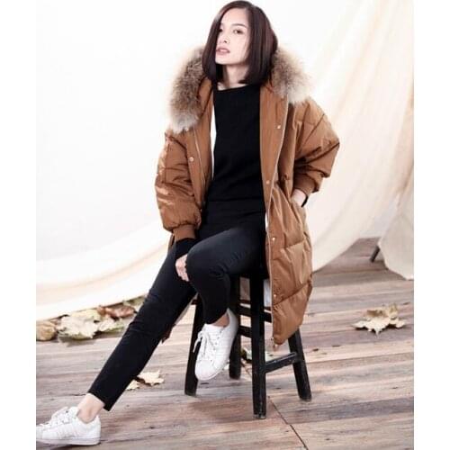 2019 New Fashion Fur Trim Women Winter Down Jacket Hooded Duck Down jacket Winter Down Coat Loose Style Plus Size Winter Jacket