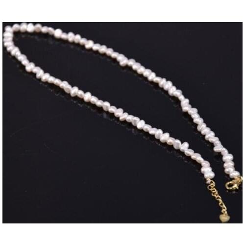 New Favorite Pearl Necklace White Color Freshwater Pearls Baroque Jewelry Gold S925 Silver Clasp Choker Necklace Lady Gift