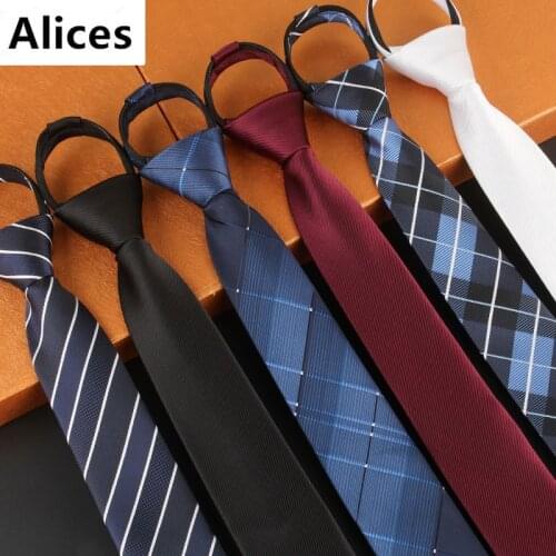 New Stripe Plaid Print 6CM Neck Tie for Gentleman Wedding Party Cravats Accessories Elastic New Fashion Male Zipper Tie