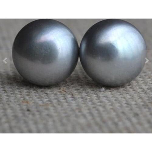 New Arrival Natural Pearl Earring AAA 12mm Gray Freshwater 925 Silver Stud Bridesmaid Wedding Fine Jewelry Charming Women Gift