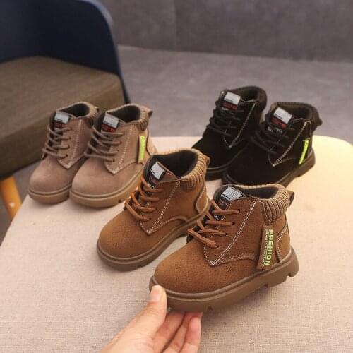 New Children Fashion Leather Martin Boots Girls Boys Sport Shoes Kids Soft Bottom Comfortable Breathable Outdoor For 1-7 Years