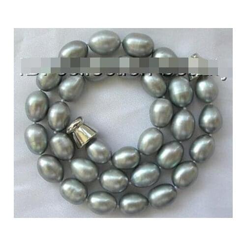 Stunning big 10-11mm baroque gray freshwater cultured pearl necklace m558