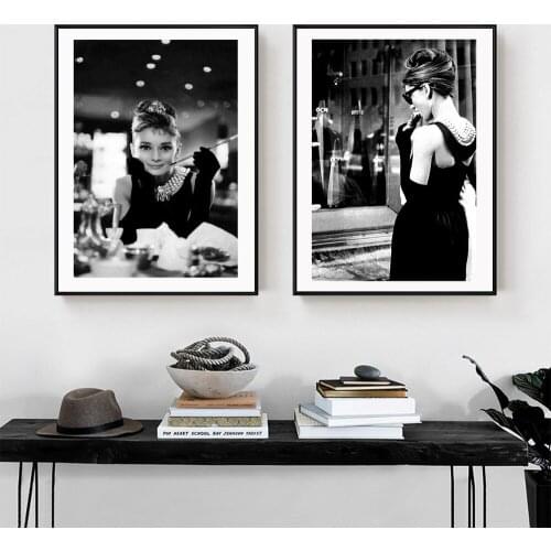 Movie Star Beauty Woman Poster Black White Canvas Painting Vintage Art Print Nordic Wall Picture For Living Room Home Décor