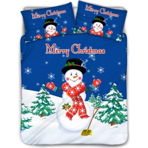 Upetstory Winter Bedding Kids Boy Bedroom 3in1 Duvet Cover Merry Christmas Snowman Pattern Beds Soft Pillowcases and Quiltcovers